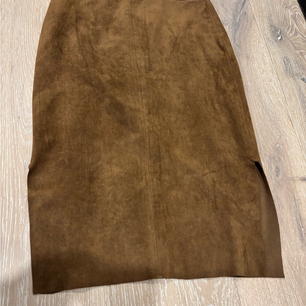 Aritzia Elegant Brown Suede Skirt
